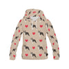 Boston Terrier Heart Paw Pattern Print Women Pullover Hoodie-grizzshop