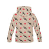 Boston Terrier Heart Paw Pattern Print Women Pullover Hoodie-grizzshop