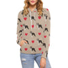 Boston Terrier Heart Paw Pattern Print Women Pullover Hoodie-grizzshop