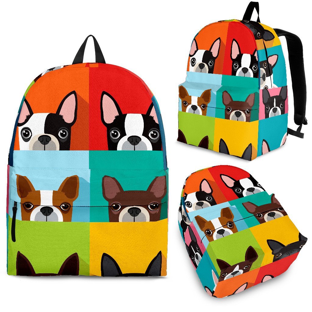 Boston Terrier Pattern Print Backpack-grizzshop