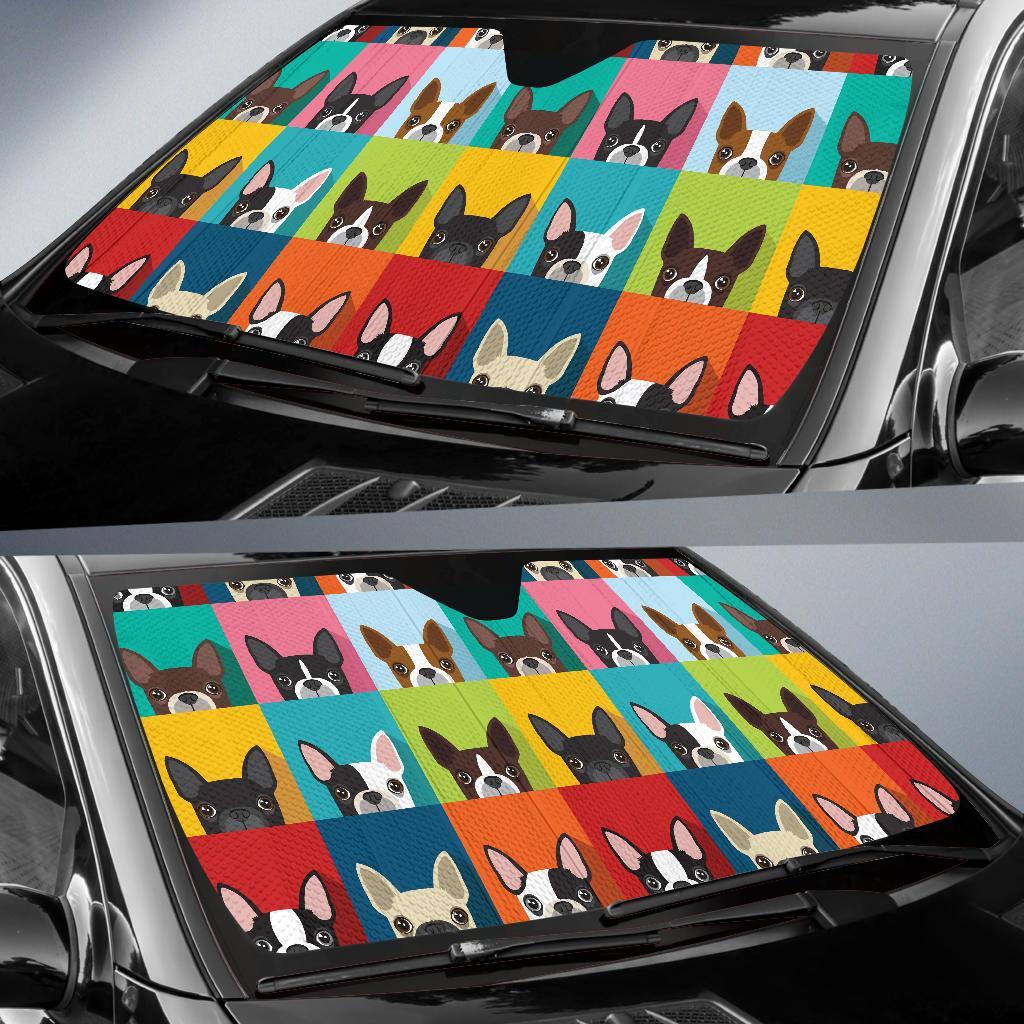 Boston Terrier Pattern Print Car Sun Shade-grizzshop