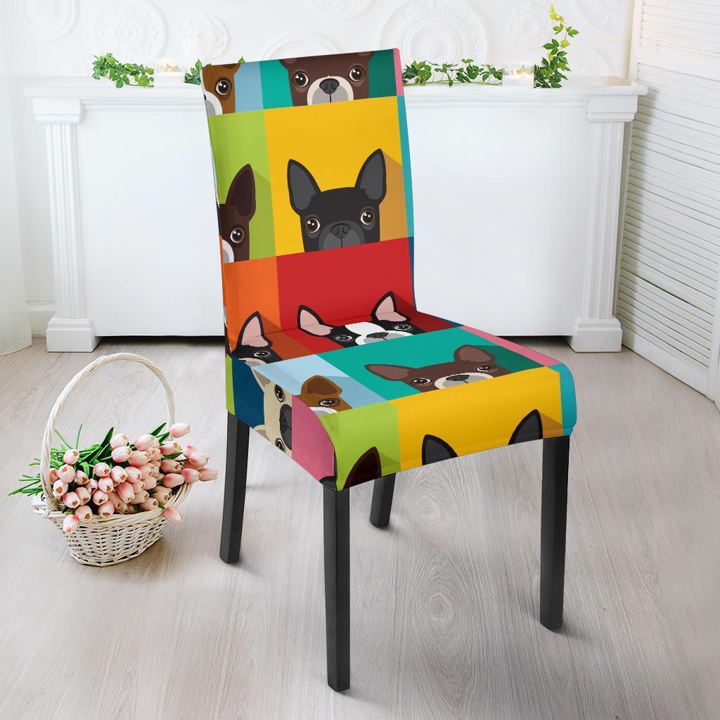 Boston Terrier Pattern Print Chair Cover-grizzshop