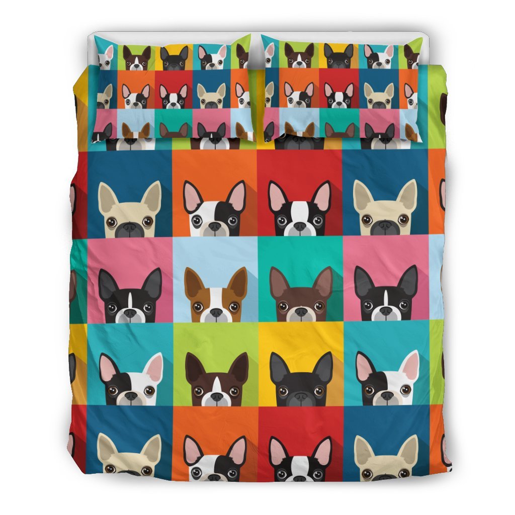Boston Terrier Pattern Print Duvet Cover Bedding Set-grizzshop