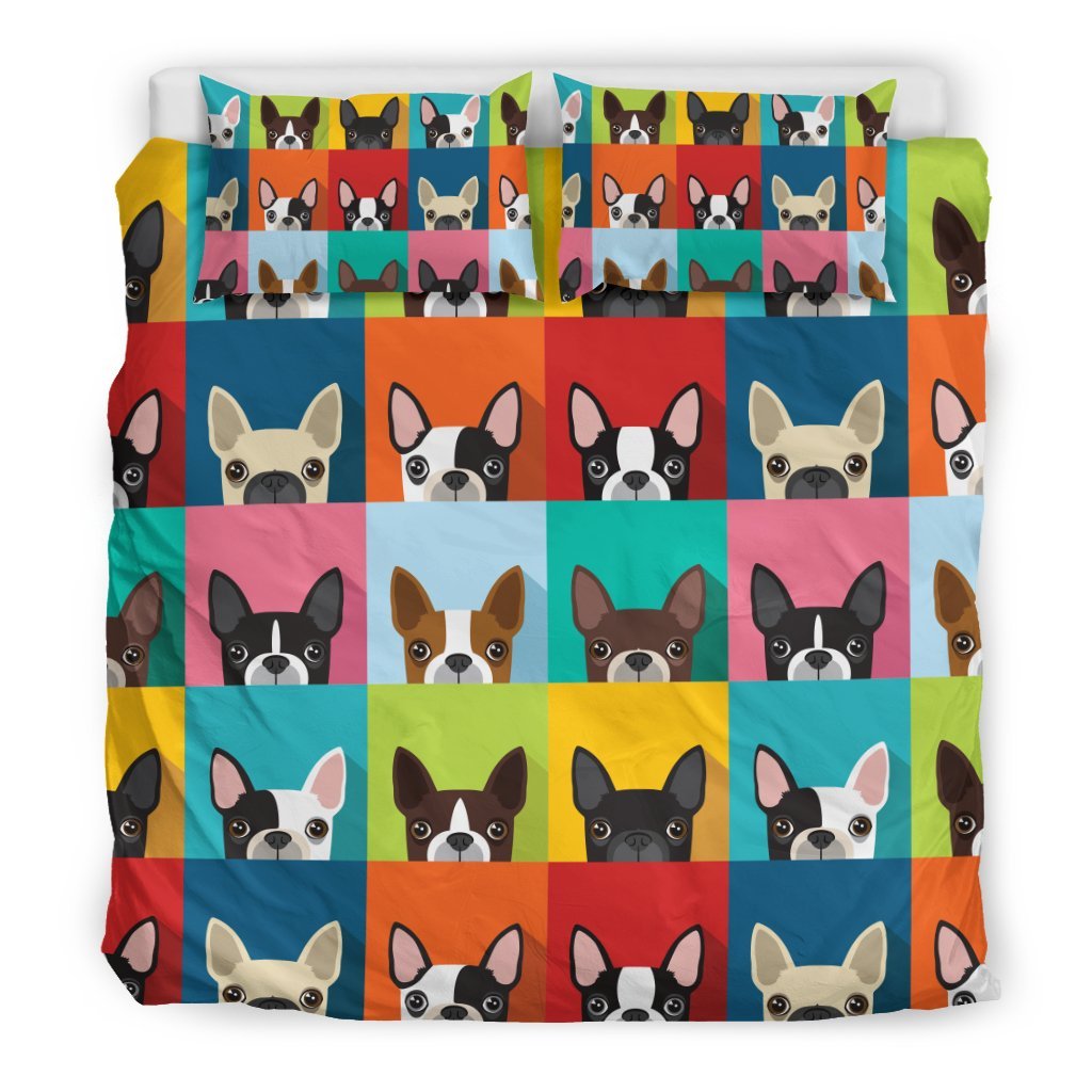 Boston Terrier Pattern Print Duvet Cover Bedding Set-grizzshop