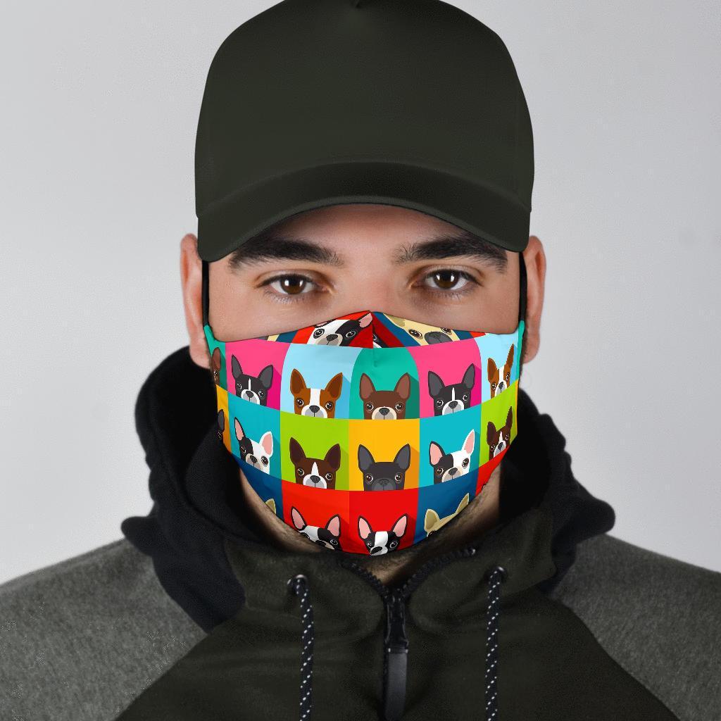 Boston Terrier Pattern Print Face Mask-grizzshop