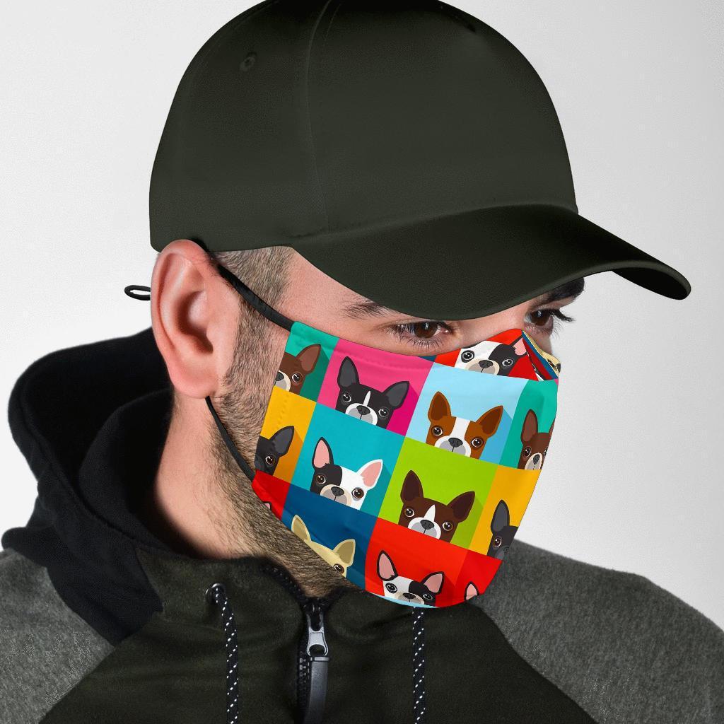 Boston Terrier Pattern Print Face Mask-grizzshop