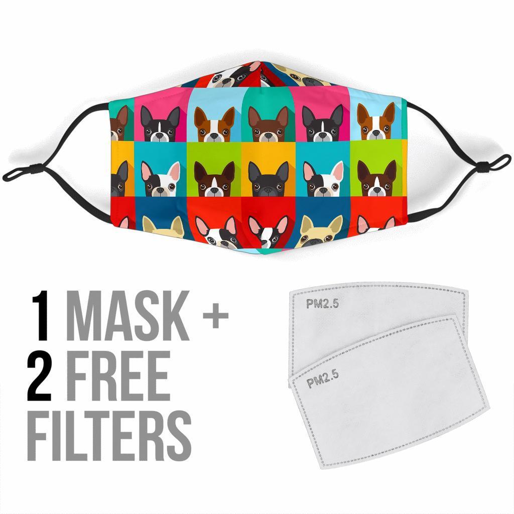 Boston Terrier Pattern Print Face Mask-grizzshop