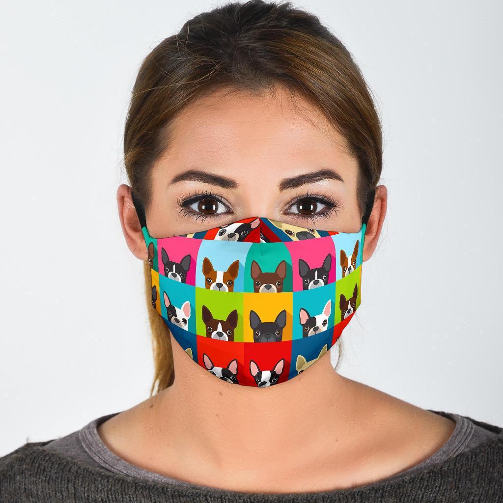 Boston Terrier Pattern Print Face Mask-grizzshop