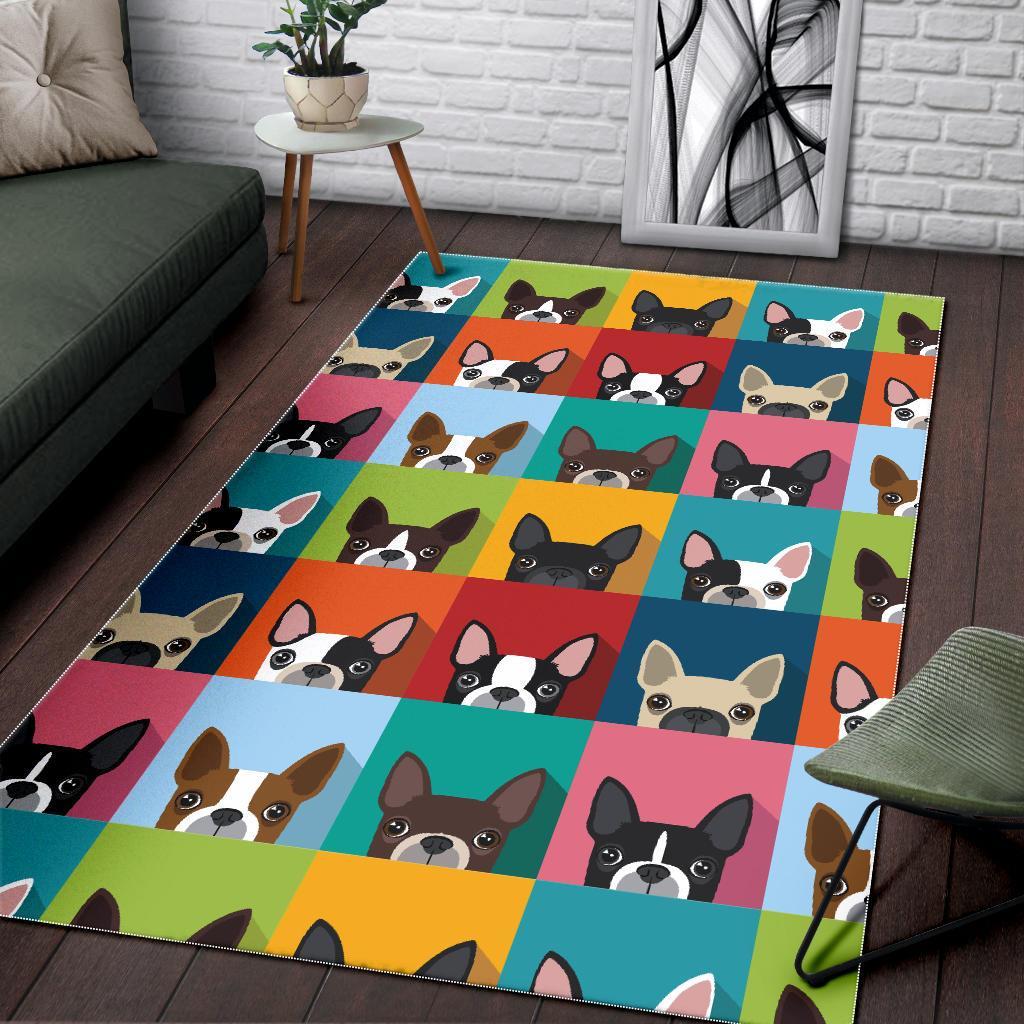 Boston Terrier Pattern Print Floor Mat-grizzshop