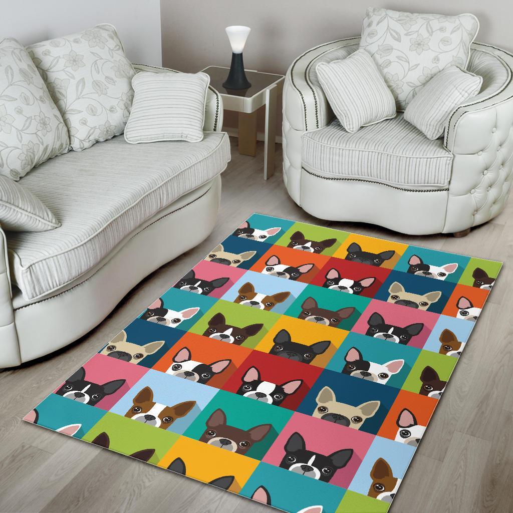 Boston Terrier Pattern Print Floor Mat-grizzshop