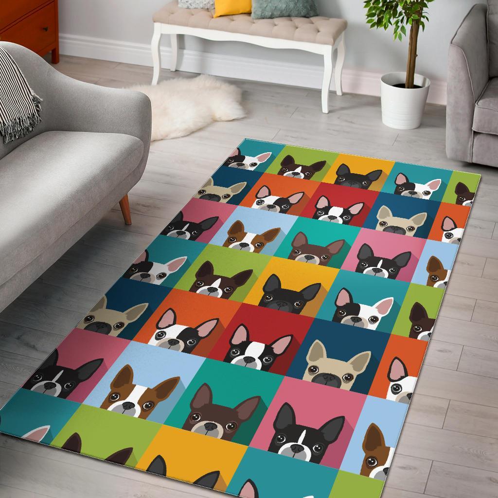 Boston Terrier Pattern Print Floor Mat-grizzshop