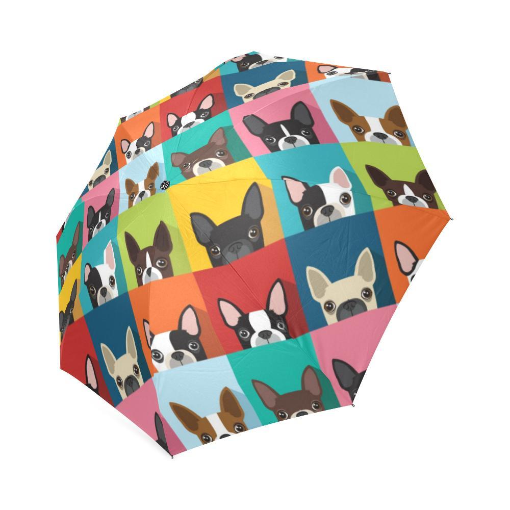 Boston Terrier Pattern Print Foldable Umbrella-grizzshop