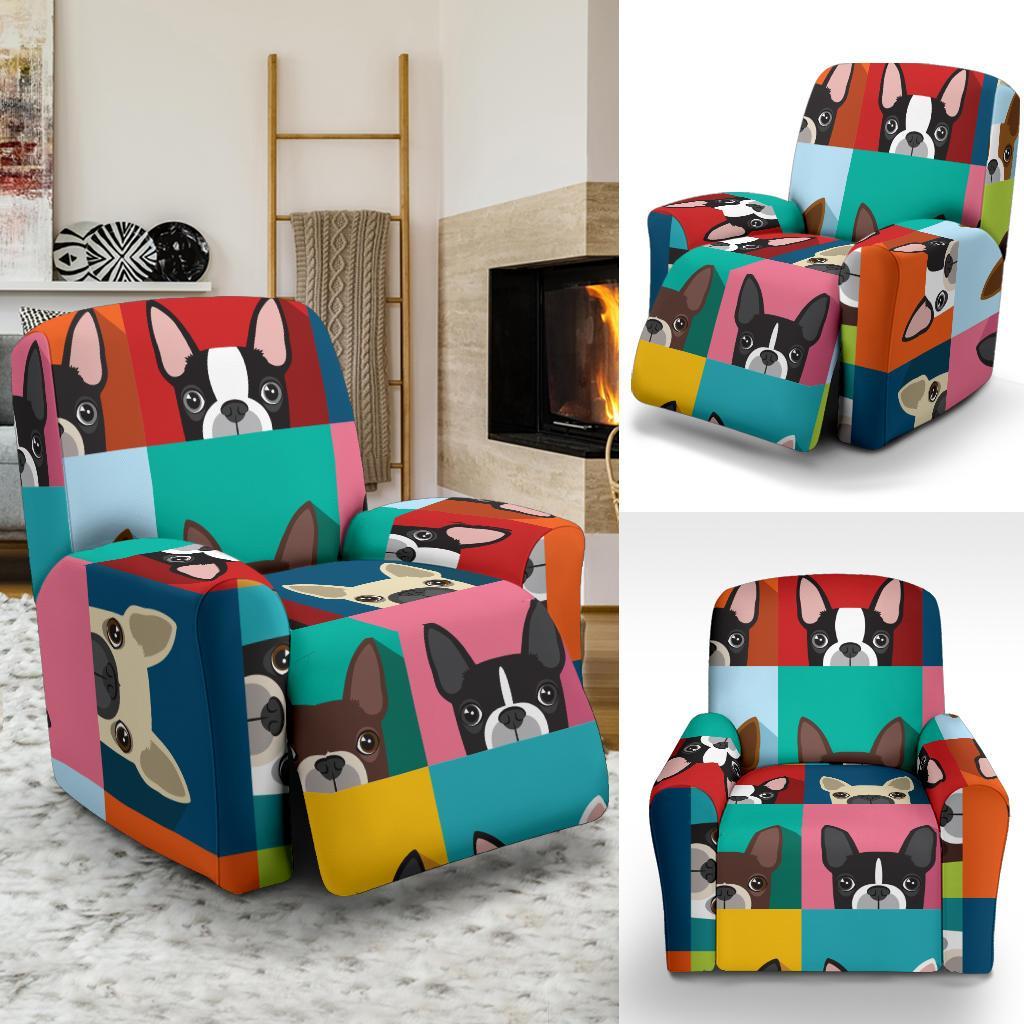 Boston Terrier Pattern Print Recliner Cover-grizzshop