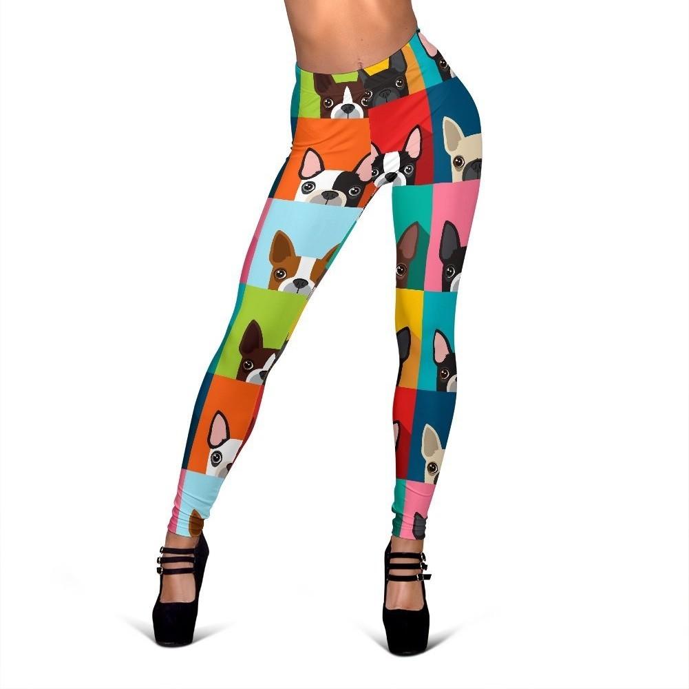 Boston Terrier Pattern Print Women Leggings-grizzshop