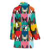 Boston Terrier Pattern Print Women Long Robe-grizzshop