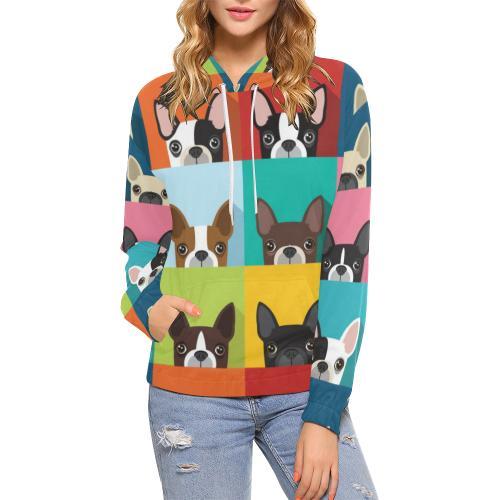 Boston Terrier Pattern Print Women Pullover Hoodie-grizzshop