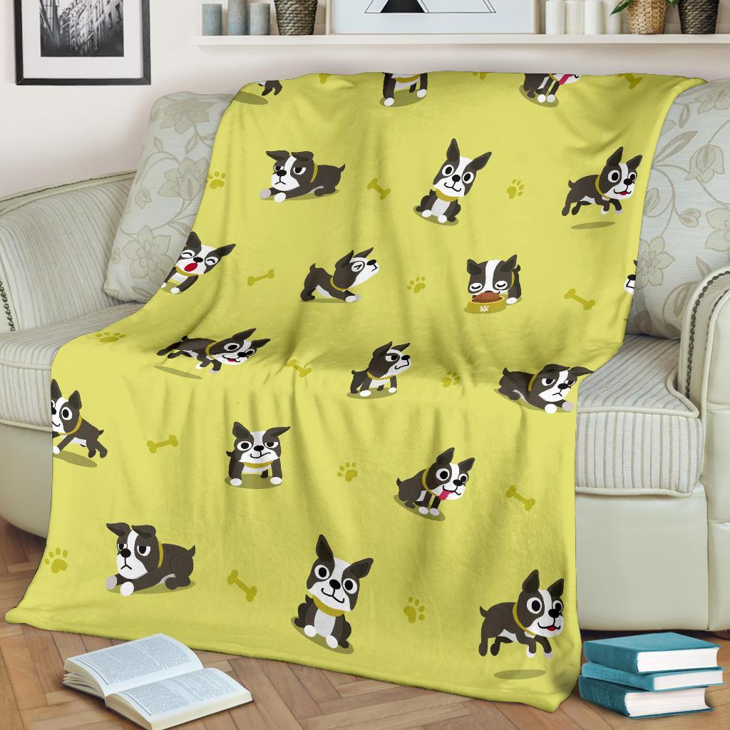 Boston Terrier Paw Pattern Print Blanket-grizzshop