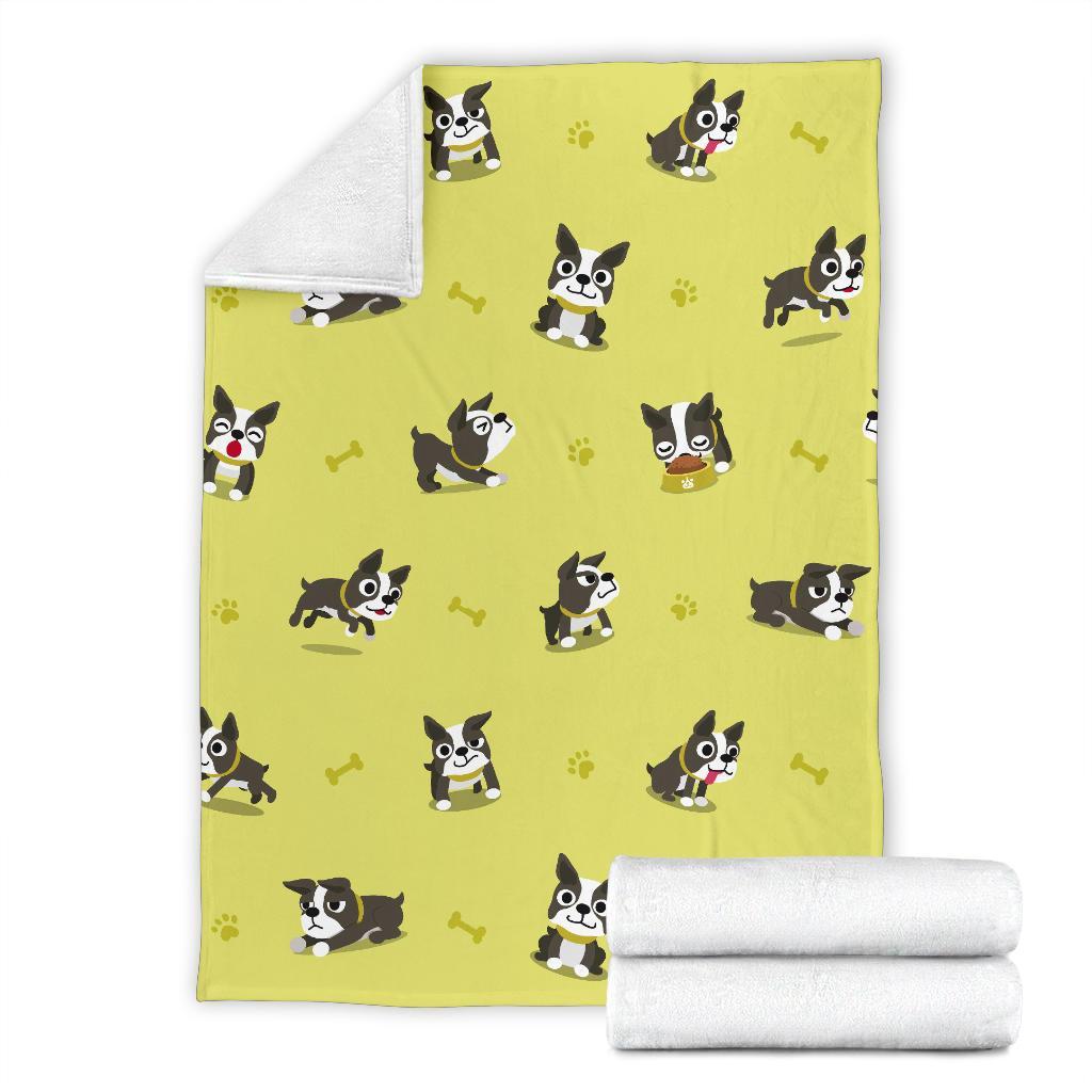 Boston Terrier Paw Pattern Print Blanket-grizzshop