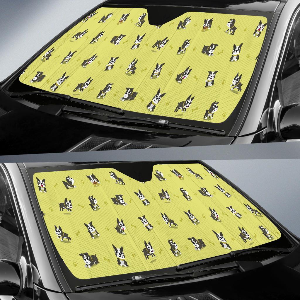 Boston Terrier Paw Pattern Print Car Sun Shade-grizzshop