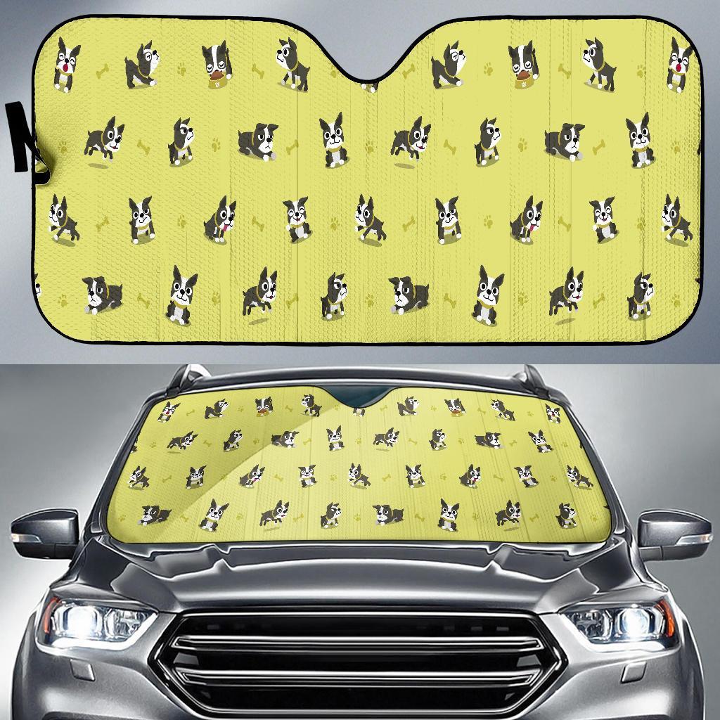 Boston Terrier Paw Pattern Print Car Sun Shade-grizzshop