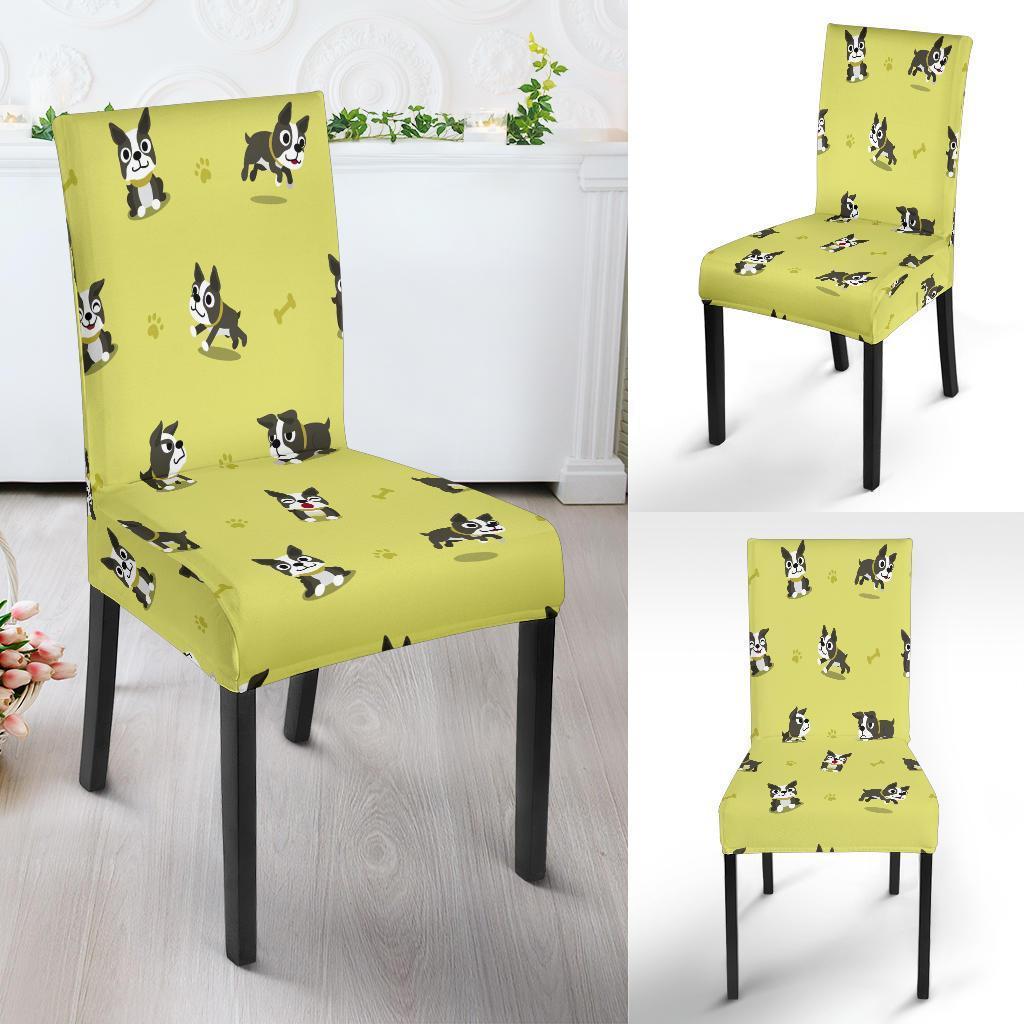 Boston Terrier Paw Pattern Print Chair Cover-grizzshop