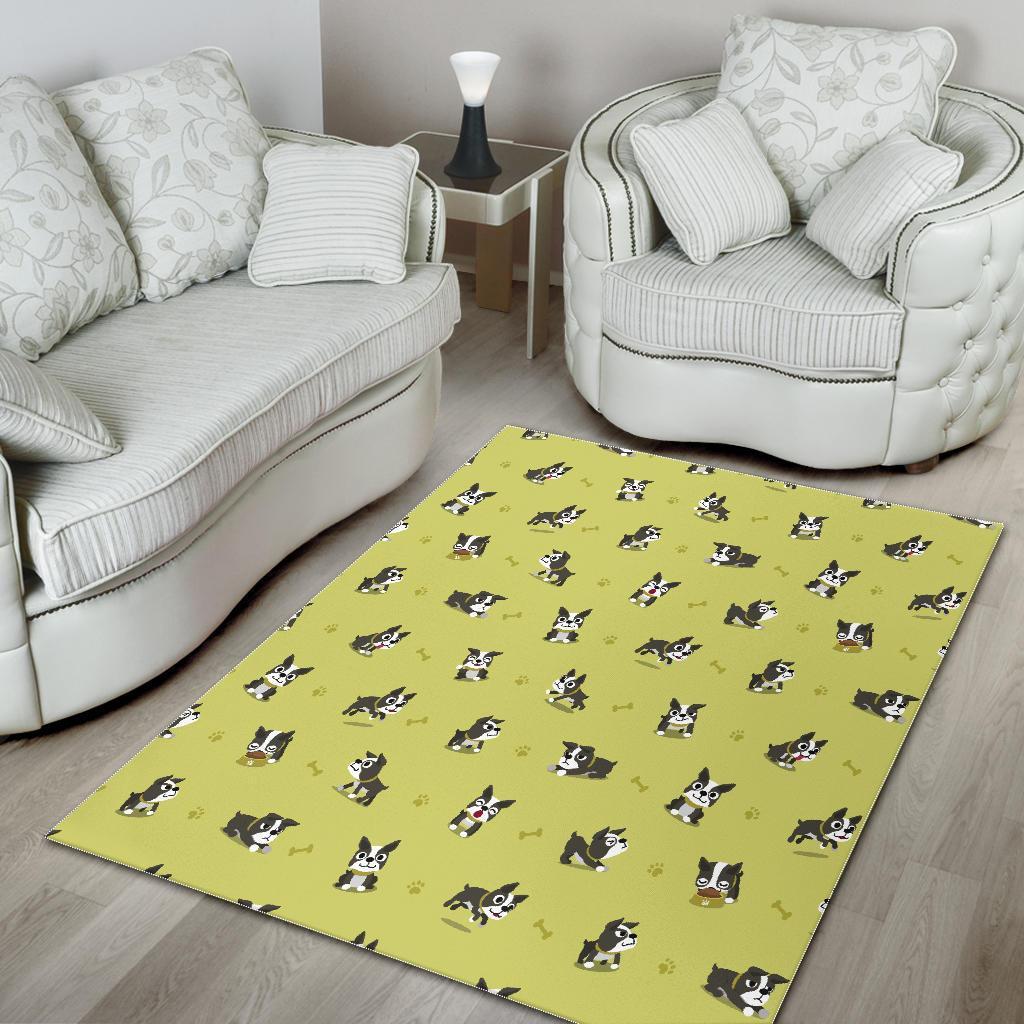 Boston Terrier Paw Pattern Print Floor Mat-grizzshop