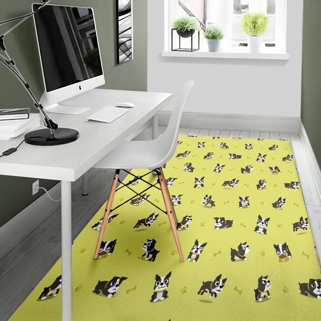 Boston Terrier Paw Pattern Print Floor Mat-grizzshop