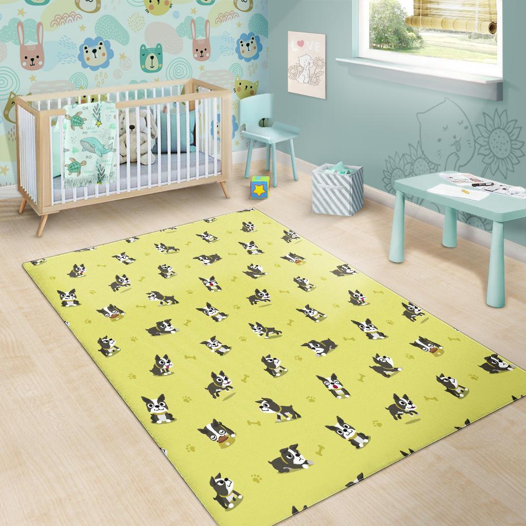 Boston Terrier Paw Pattern Print Floor Mat-grizzshop