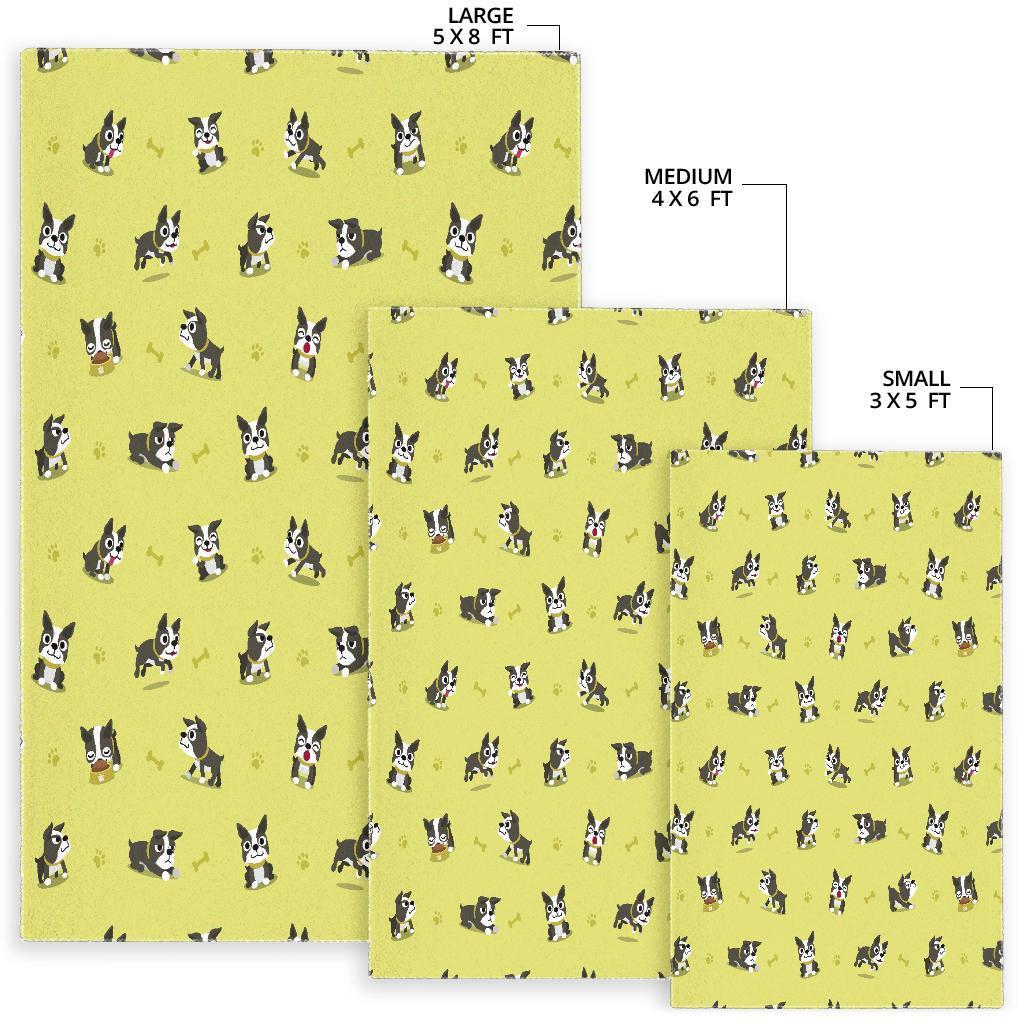 Boston Terrier Paw Pattern Print Floor Mat-grizzshop