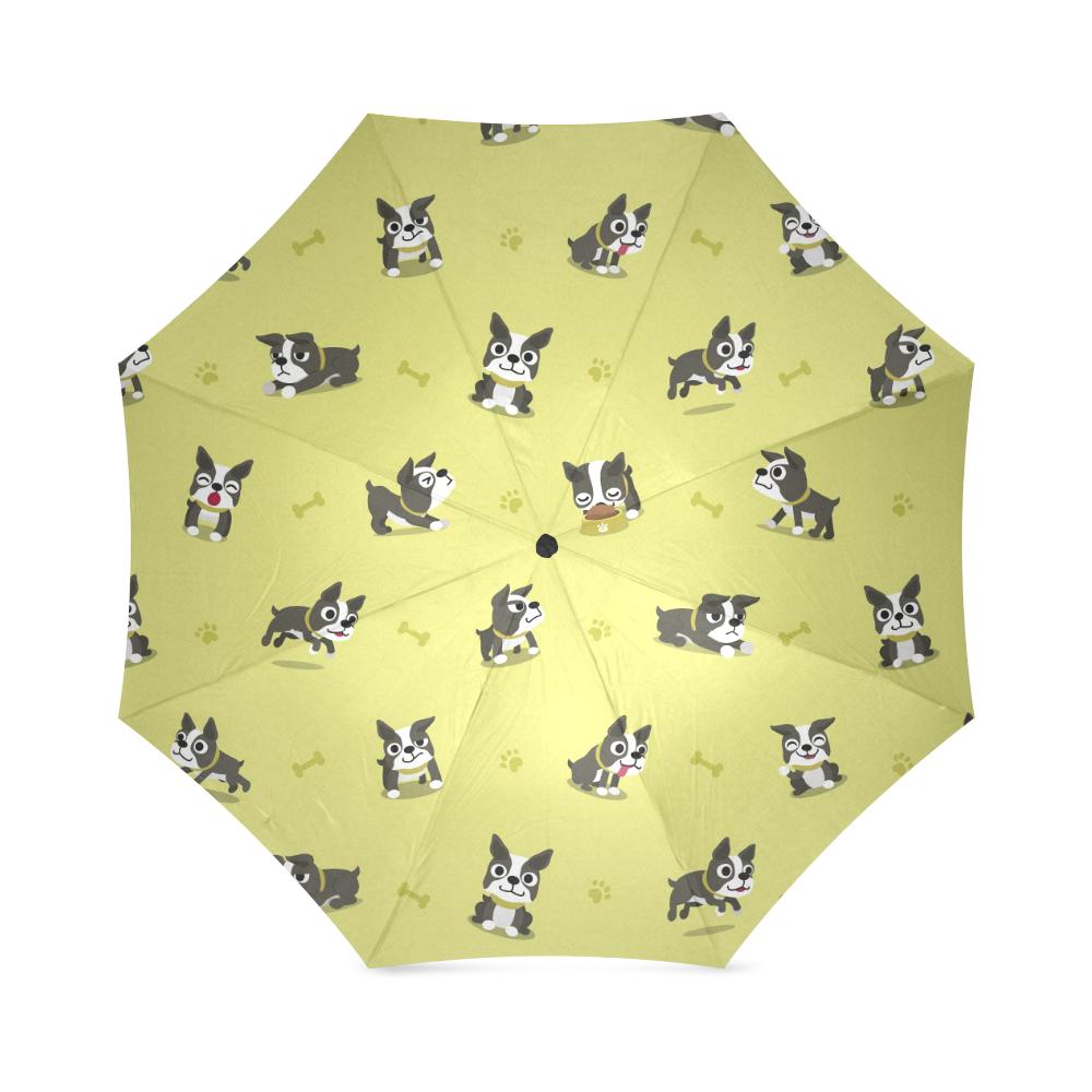 Boston Terrier Paw Pattern Print Foldable Umbrella-grizzshop
