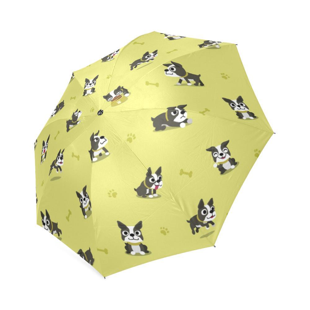 Boston Terrier Paw Pattern Print Foldable Umbrella-grizzshop