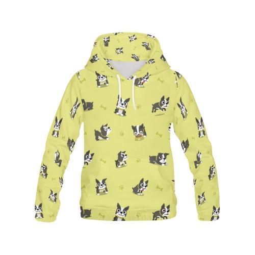 Boston Terrier Paw Pattern Print Men Pullover Hoodie-grizzshop