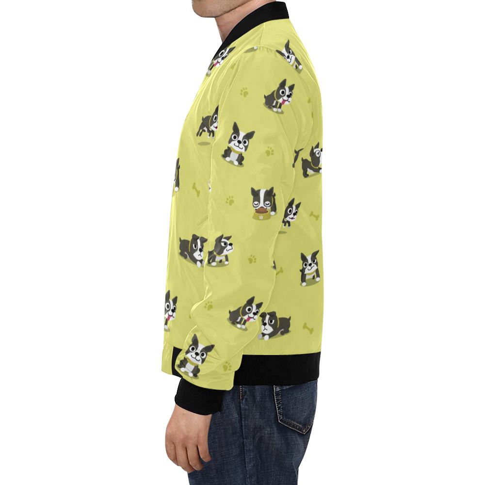 Boston Terrier Paw Pattern Print Men's Bomber Jacket-grizzshop