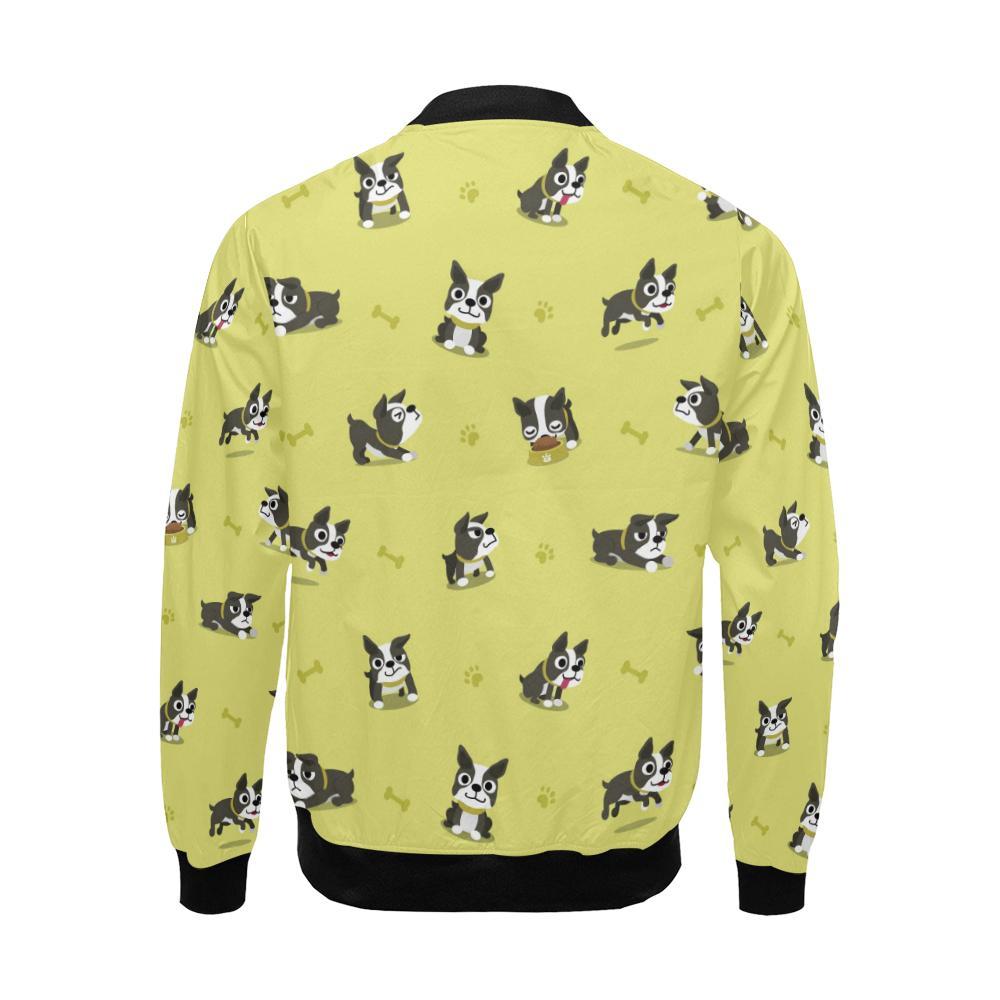 Boston Terrier Paw Pattern Print Men's Bomber Jacket-grizzshop