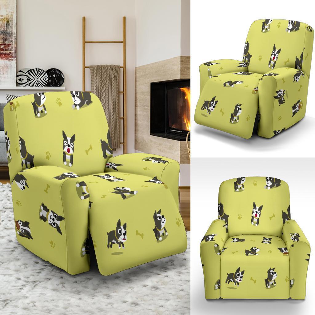 Boston Terrier Paw Pattern Print Recliner Cover-grizzshop