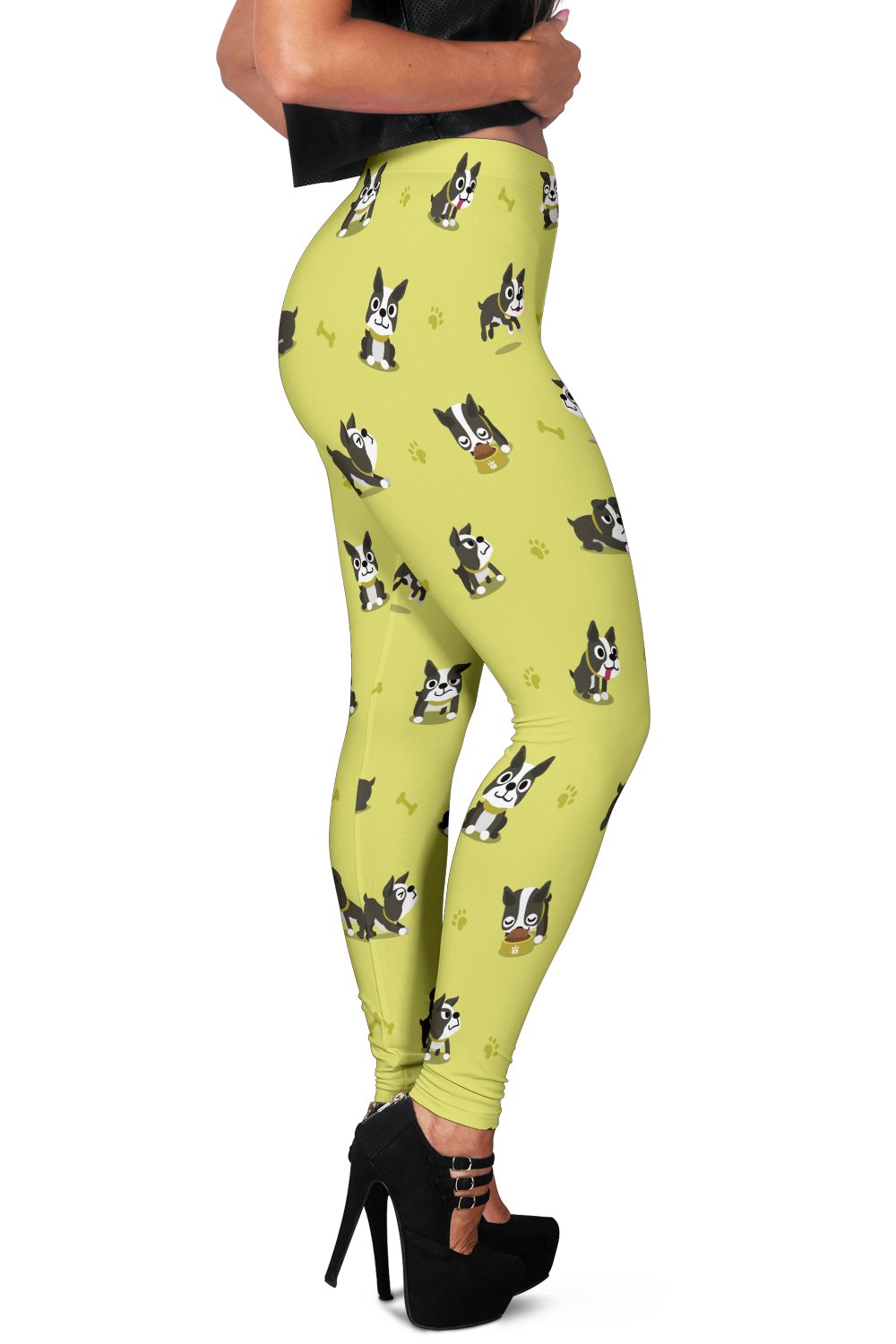 Boston Terrier Paw Pattern Print Women Leggings-grizzshop