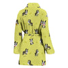 Boston Terrier Paw Pattern Print Women Long Robe-grizzshop