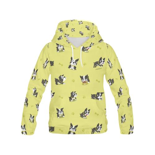 Boston Terrier Paw Pattern Print Women Pullover Hoodie-grizzshop