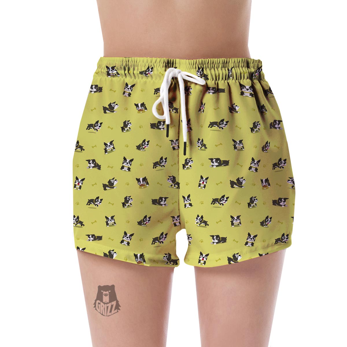 Boston Terrier Paw Pattern Print Women's Shorts-grizzshop