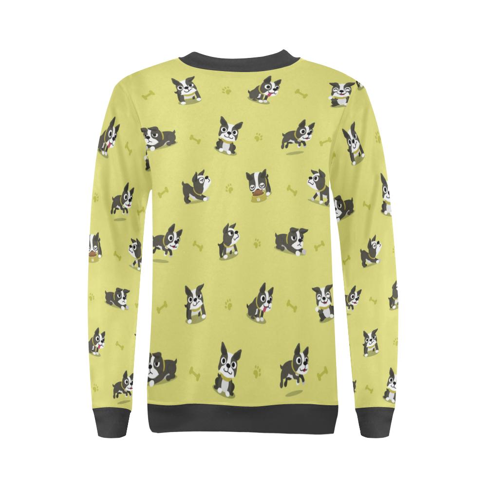 Boston Terrier Paw Pattern Print Women's Sweatshirt-grizzshop