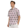 Boston Terrier Pink Plaid Print Pattern Men's Short Sleeve Shirts-grizzshop