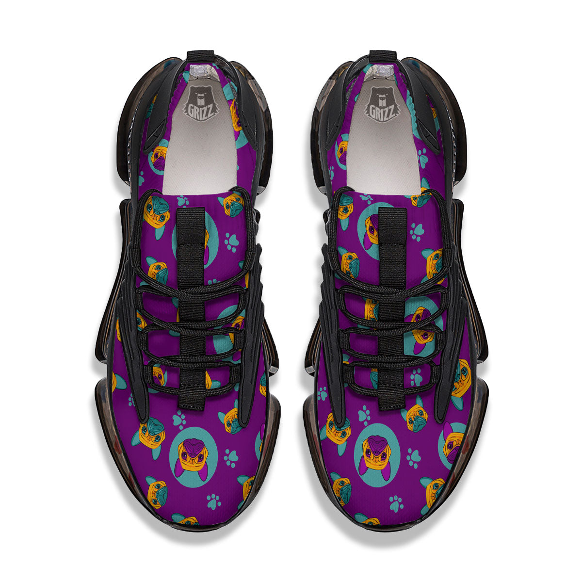 Boston Terrier Purple Print Pattern Black Gym Shoes-grizzshop