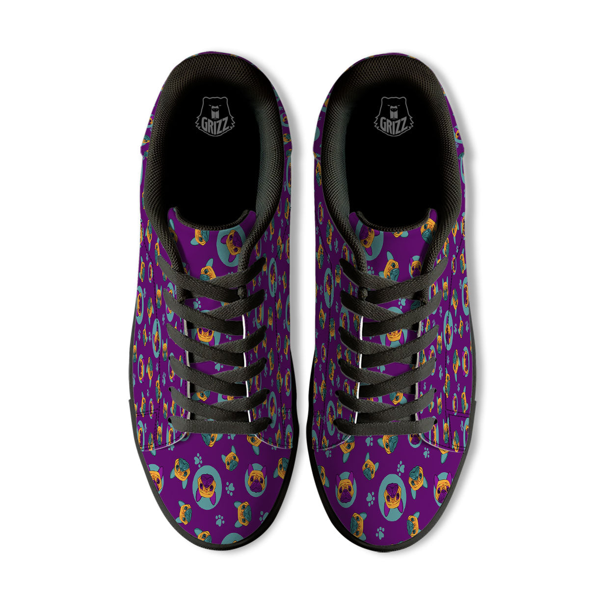 Boston Terrier Purple Print Pattern Black Low Top Sneakers-grizzshop