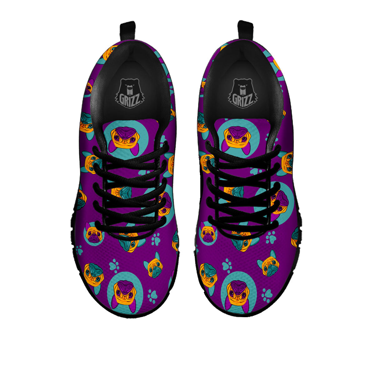 Boston Terrier Purple Print Pattern Black Sneaker-grizzshop