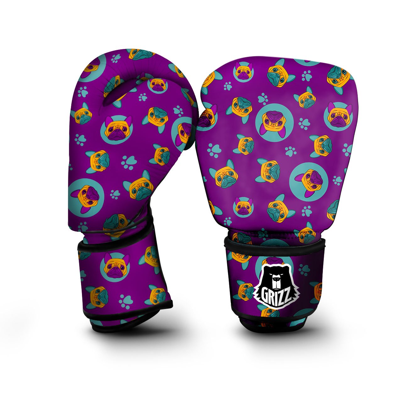 Boston Terrier Purple Print Pattern Boxing Gloves-grizzshop