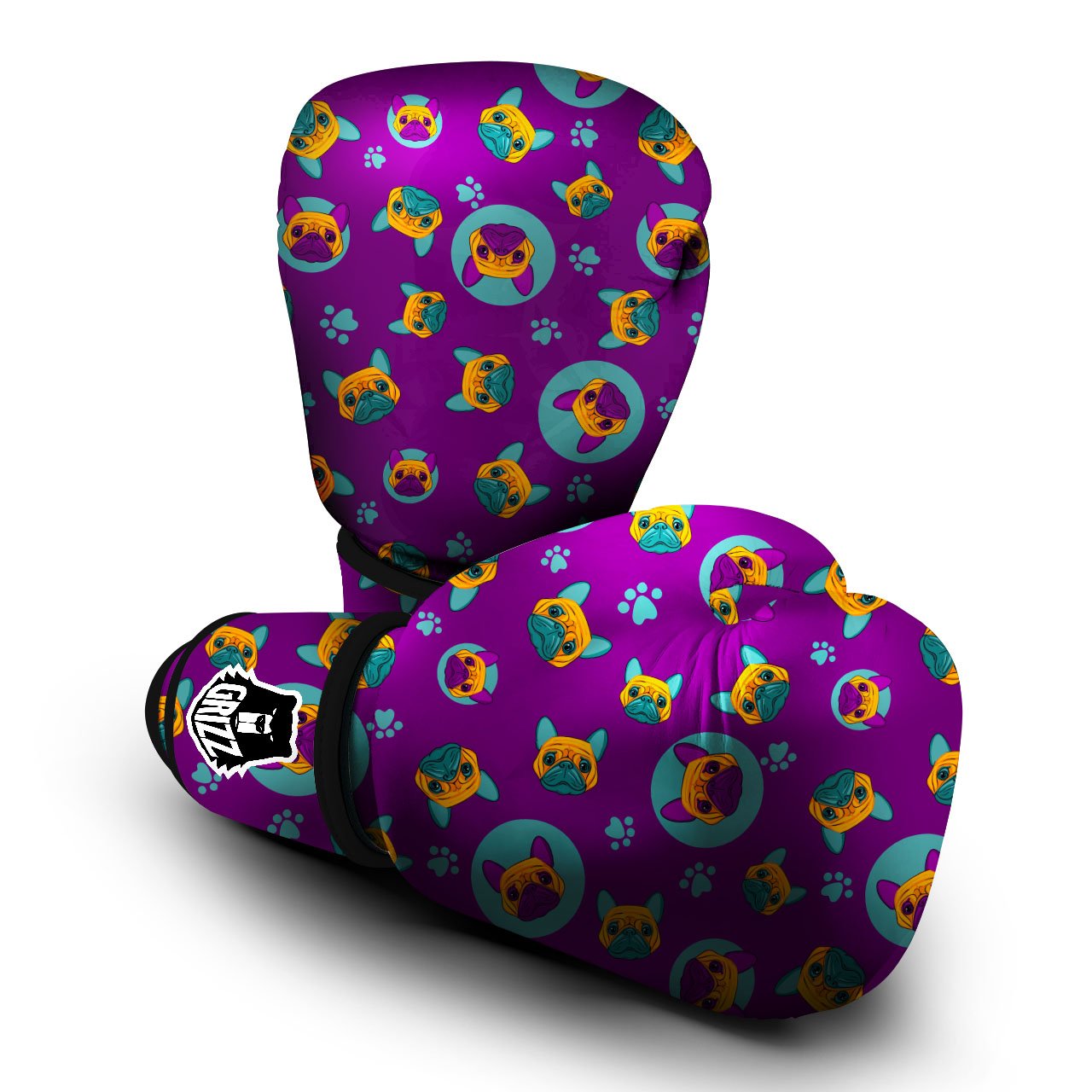 Boston Terrier Purple Print Pattern Boxing Gloves-grizzshop