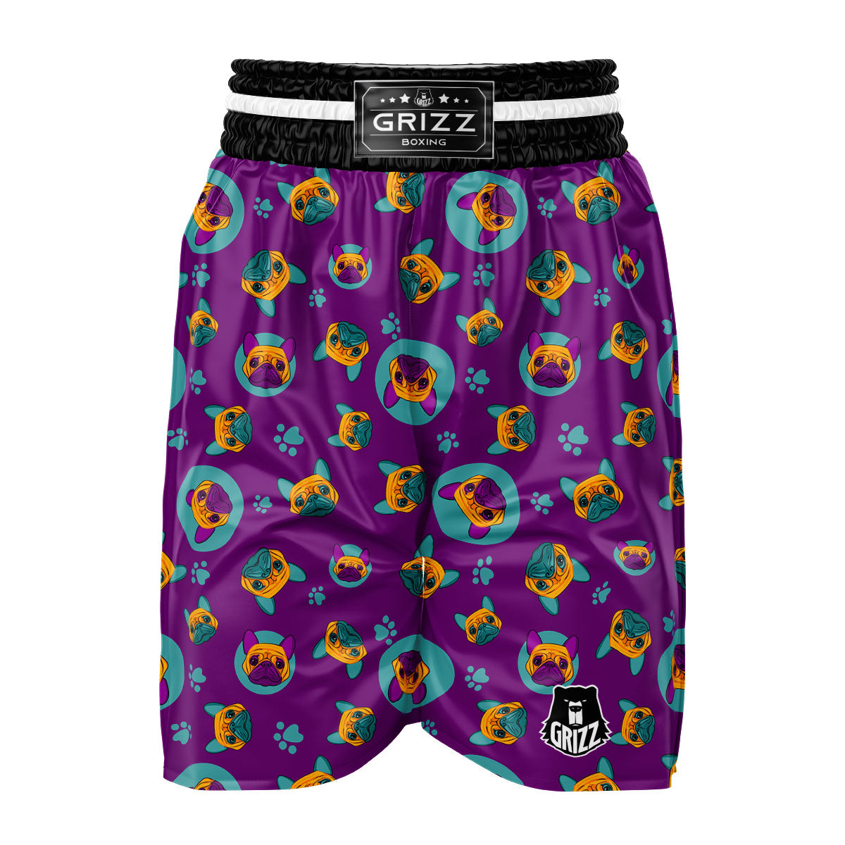 Boston Terrier Purple Print Pattern Boxing Shorts-grizzshop