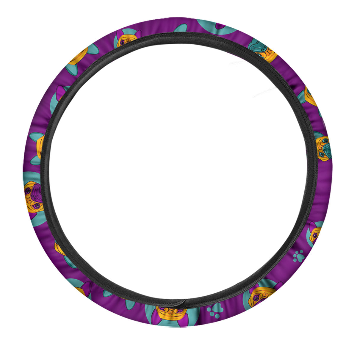 Boston Terrier Purple Print Pattern Car Steering Wheel Cover-grizzshop