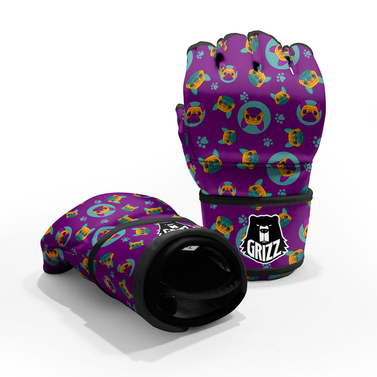 Boston Terrier Purple Print Pattern MMA Gloves-grizzshop