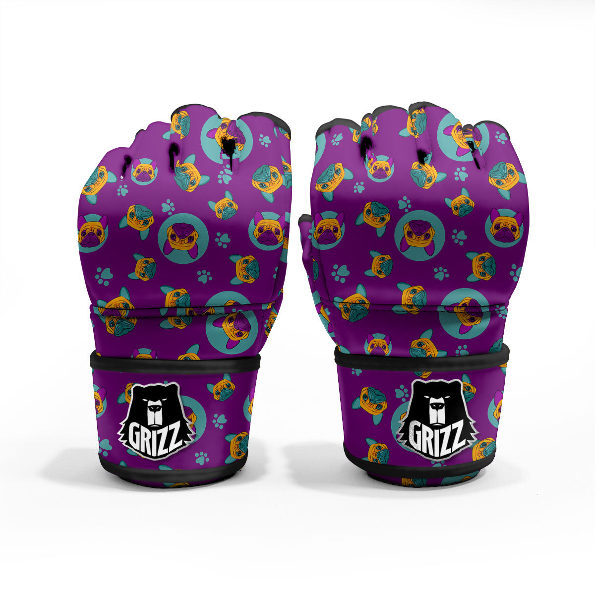 Boston Terrier Purple Print Pattern MMA Gloves-grizzshop